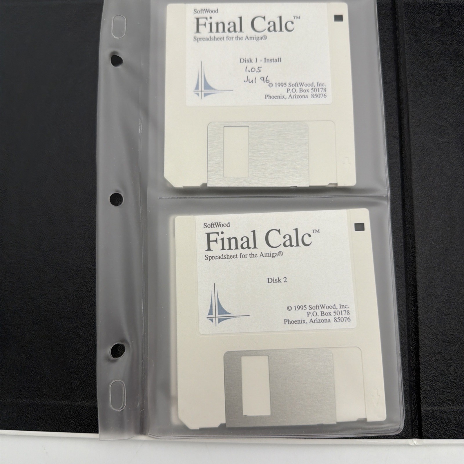 Final Calc Amiga Complete Box Binder Manual 4 Disks Tested SoftWood Spreadsheet