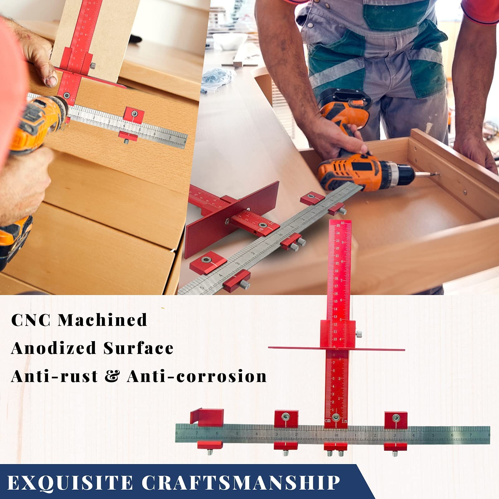 Cabinet Handle Jig, Hole Drilling Template for Pulls/Knobs/Handles Installati...