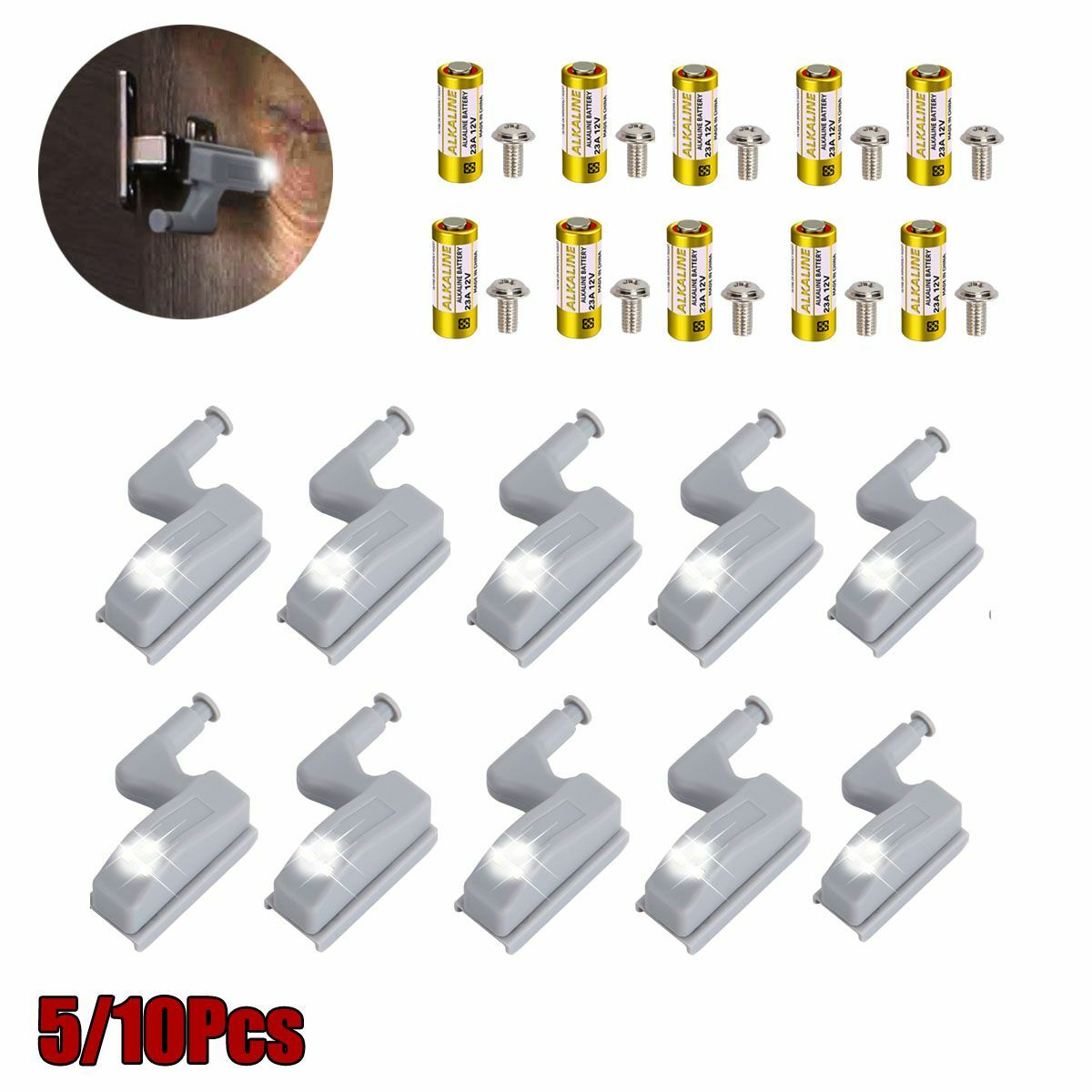 5/10X Cabinet Hinge LED Sensor Light For Wardrobe Cupboard Kitchen Door Closet