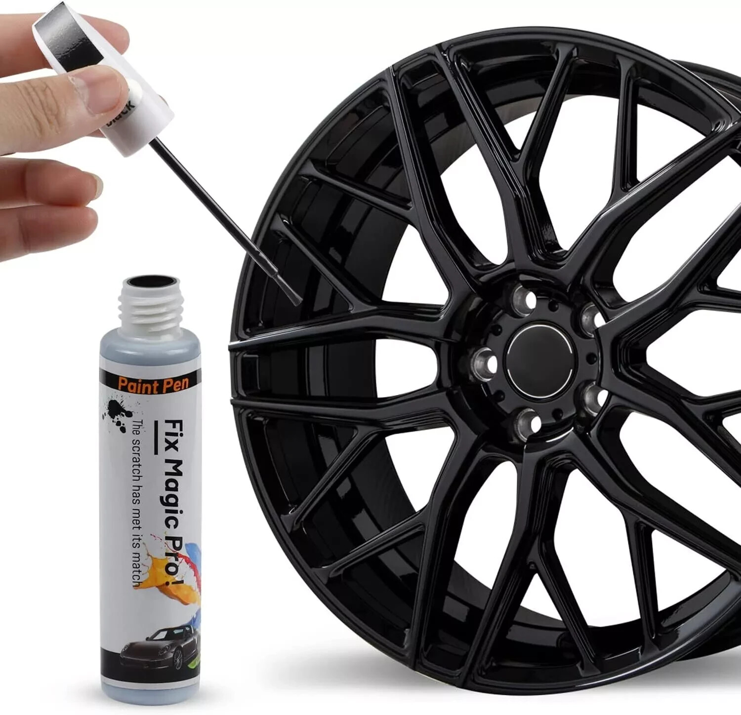 Ouzorp Car Wheel Scratch repair Rim Touch Up 0.7 Fl Oz (Pack of 1), Black