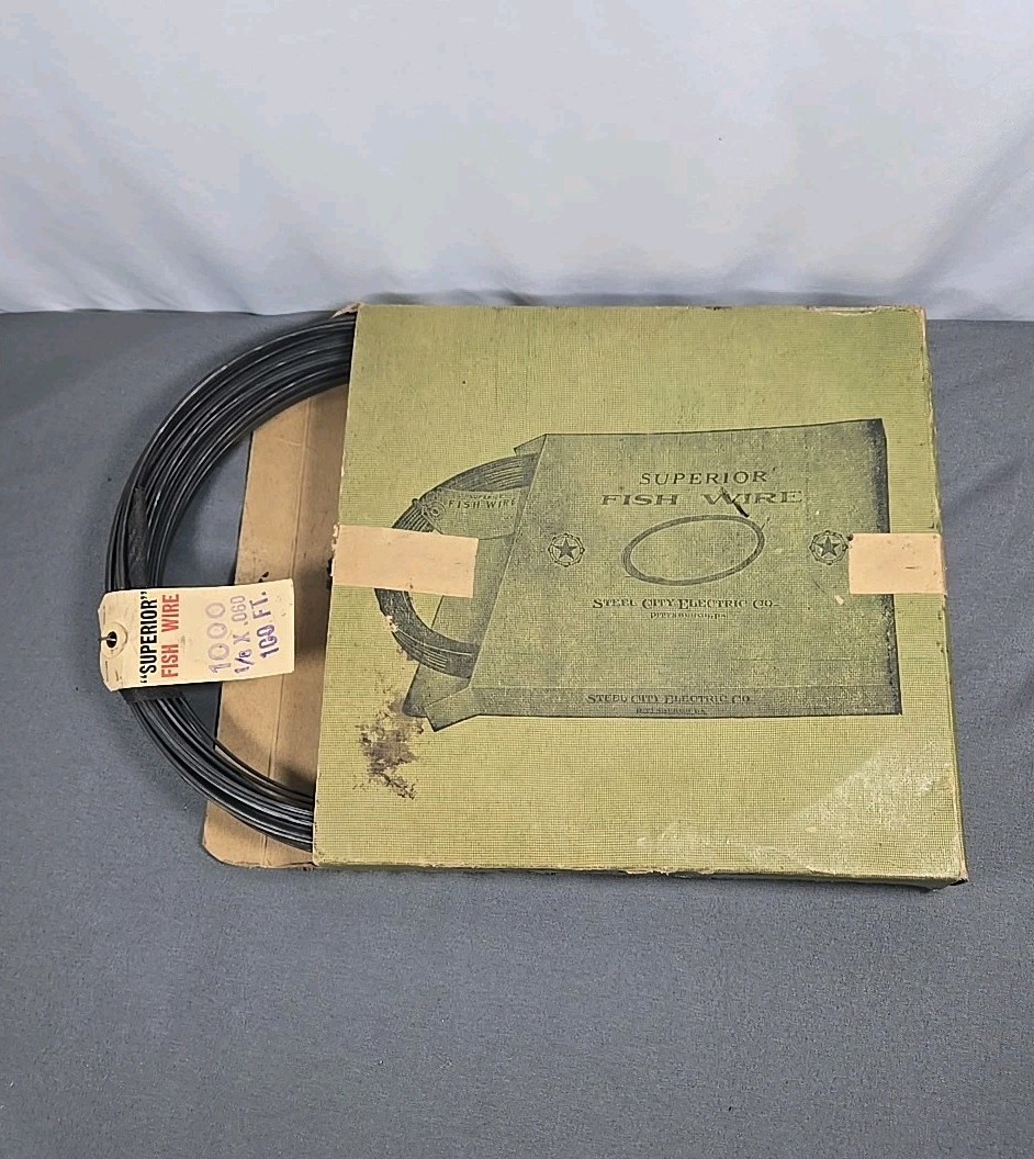 Steel City Electric Vintage Superior Fish Wire 100 Ft 1/8" x .060 New Open Box