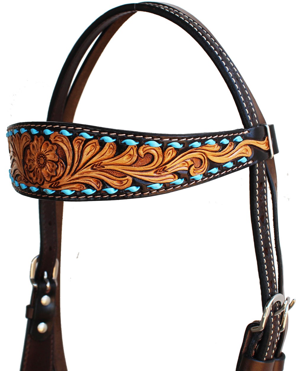 Horse Western Tack Tooled Browband Leather Bridle Headstall 78HR24HB