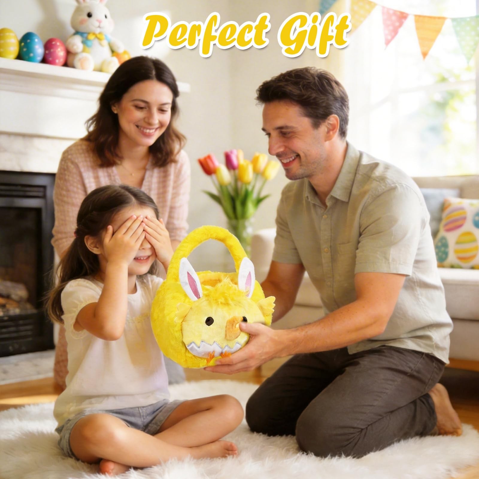 ZRPSIZP 2026 Upgraded Plush Baskets EasterBasket, Easter Egg Hunt Buckets, Ea...