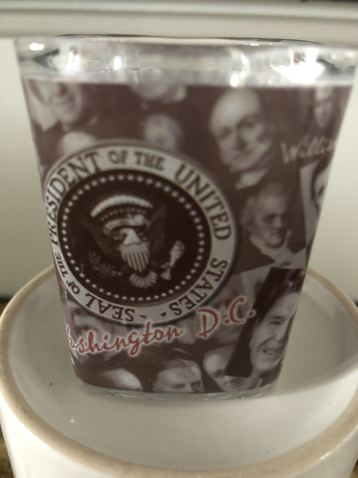 🇺🇸 USA History Presidents Vintage Square thicker _ shot glass - Clear - PCF
