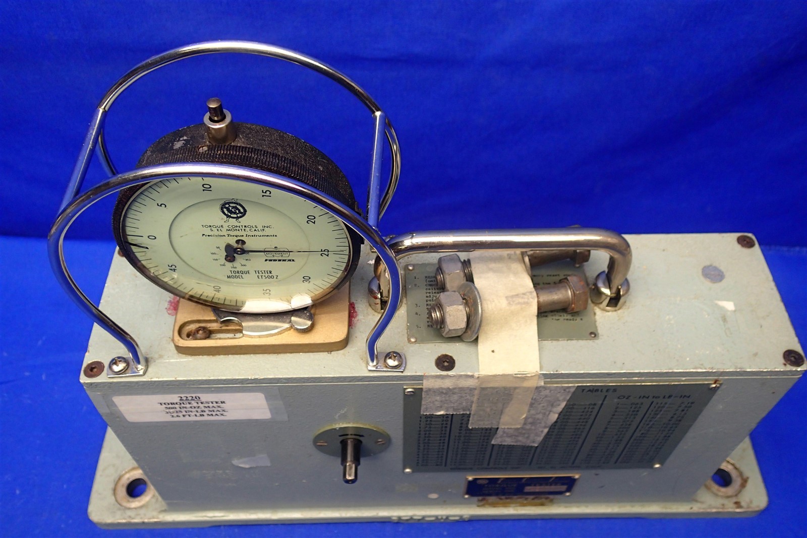 TORQUE CONTROLS TORQUE TESTER MODEL No. ET500Z