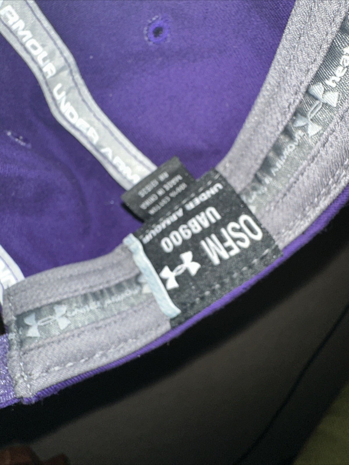 Under Armour Northwestern White N on Purple Hat Cap Walker Open Patch Hook Loop