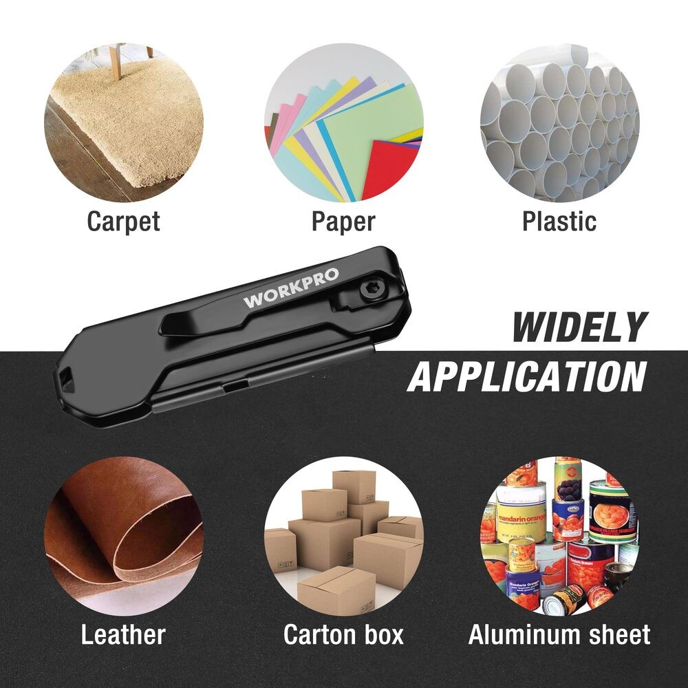 WORKPRO Folding Utility Knife Fast Open Box Cutter Quick Change Blade Mini Knife