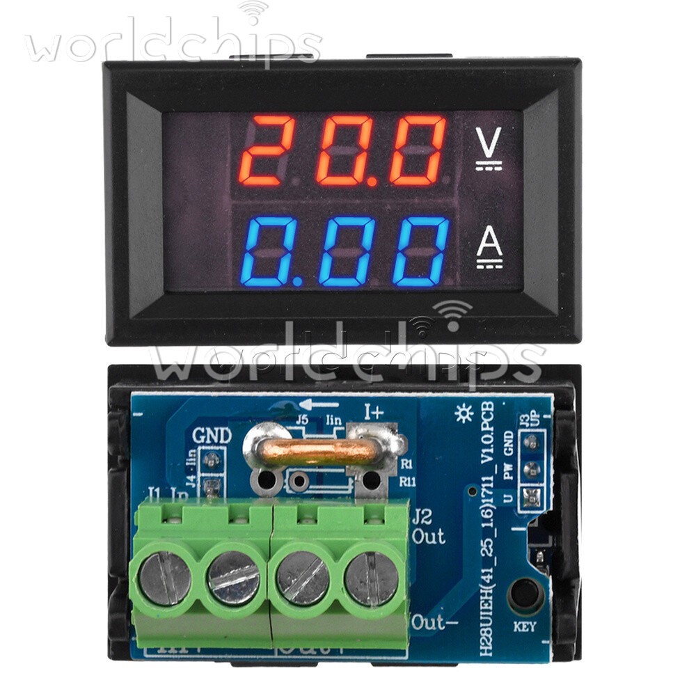 DC 7-100V 20A 50A Digital Voltager Ammeter Tester 0.28" 3-Digit Dual LED Display