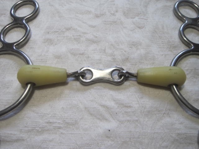 Happy Mouth Rubber 4- Ring Elevator French Link Snaffle 5''Horse Bit