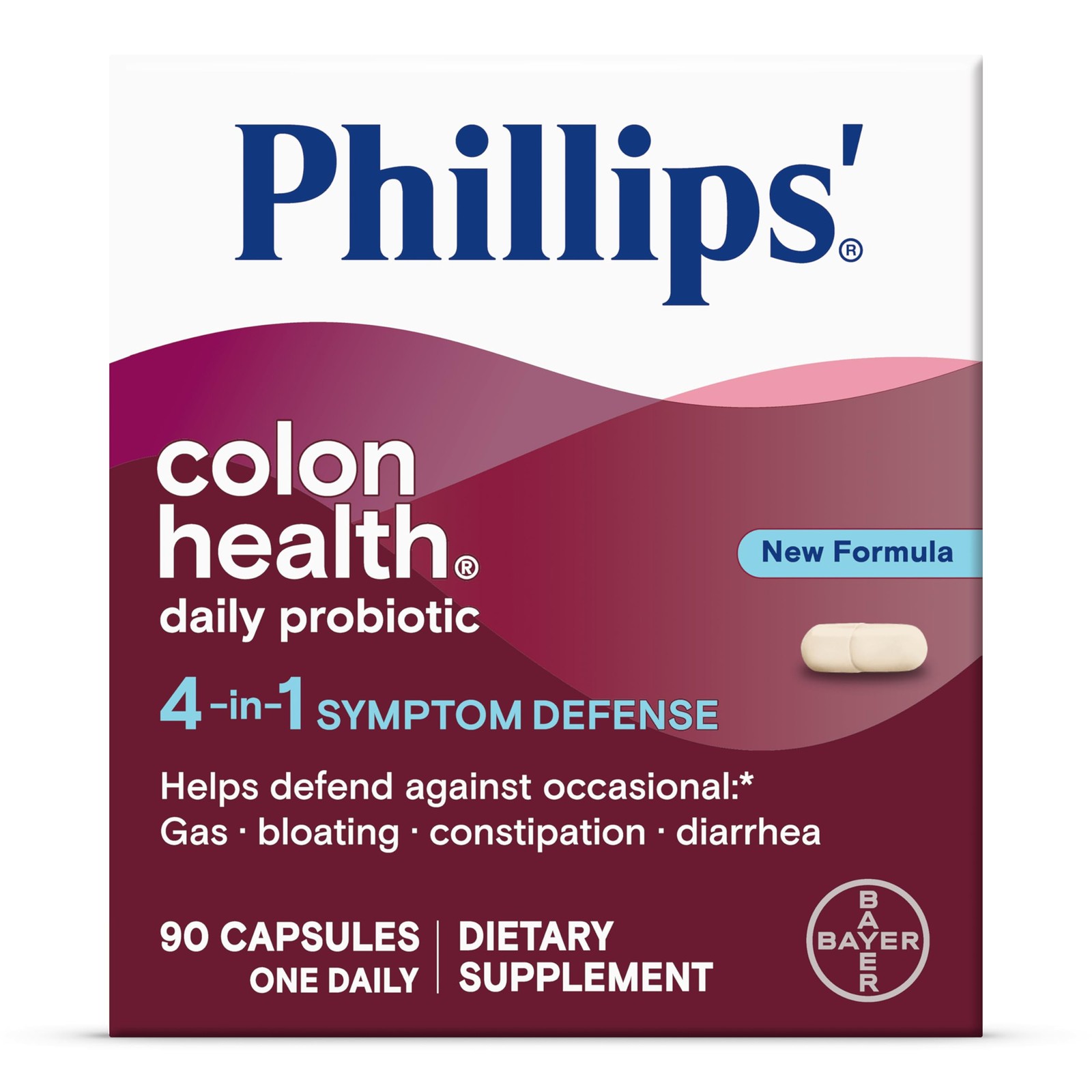 Phillips' Colon Health Daily Probiotic Capsules, 4-in-1 90 Count (Pack of 1)