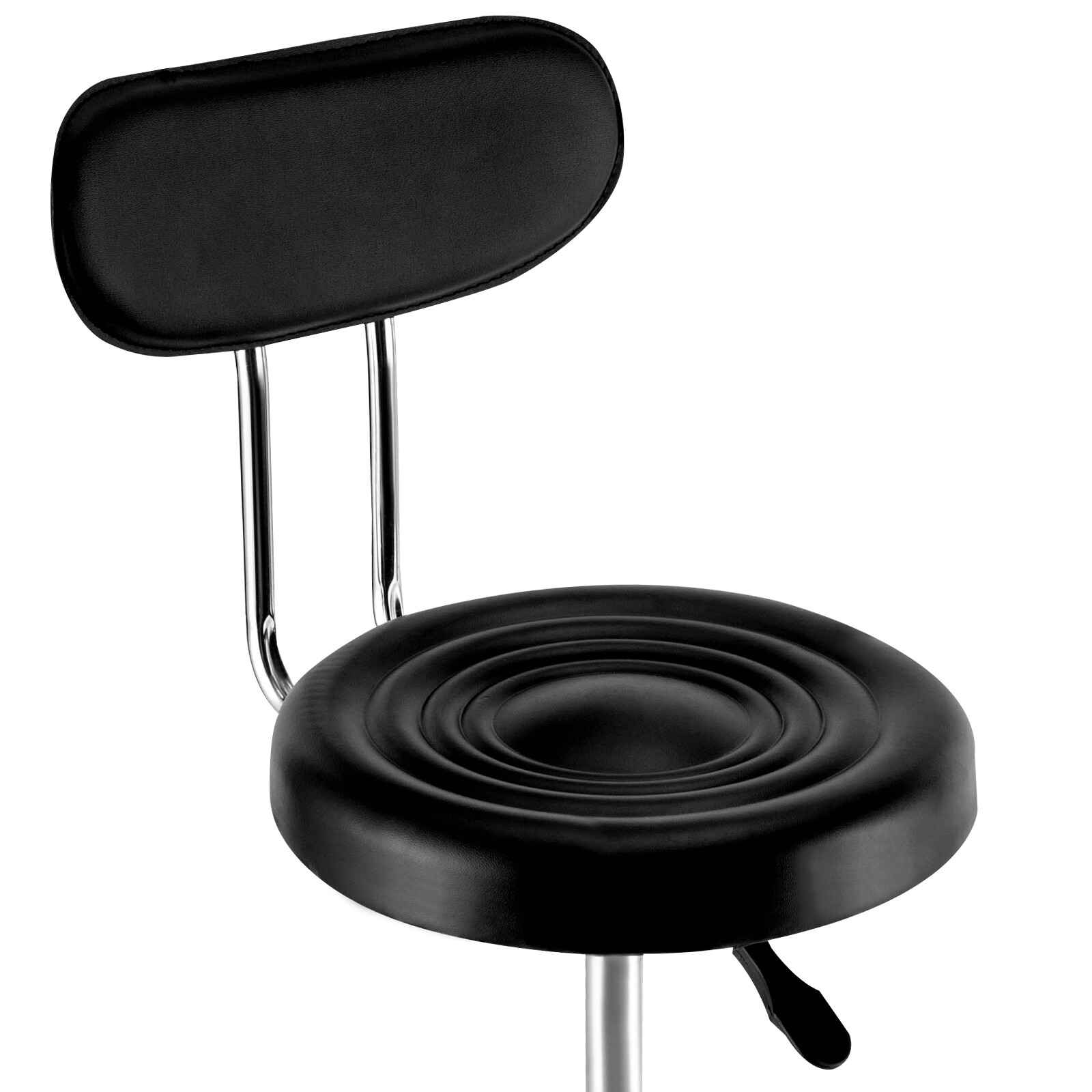 Leather Stool Work Shop Seat Chair Height Adjustable Garage Stool With Backrest