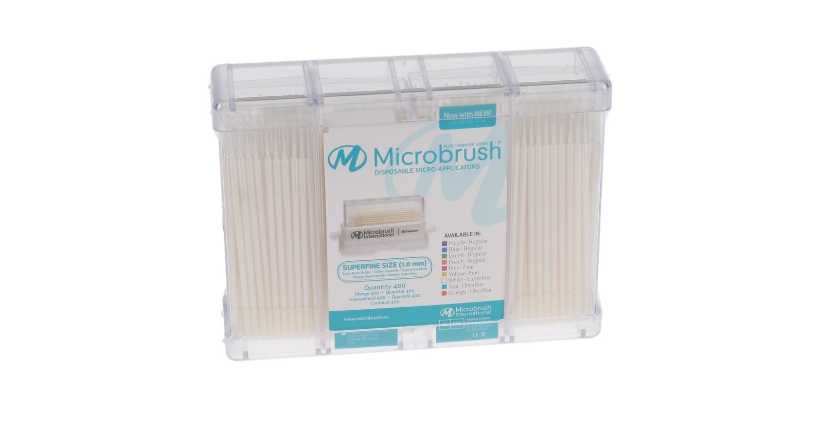 Microbrush PSF400 Plus MicroApplicators Dispenser Super Fine White 400/Pk