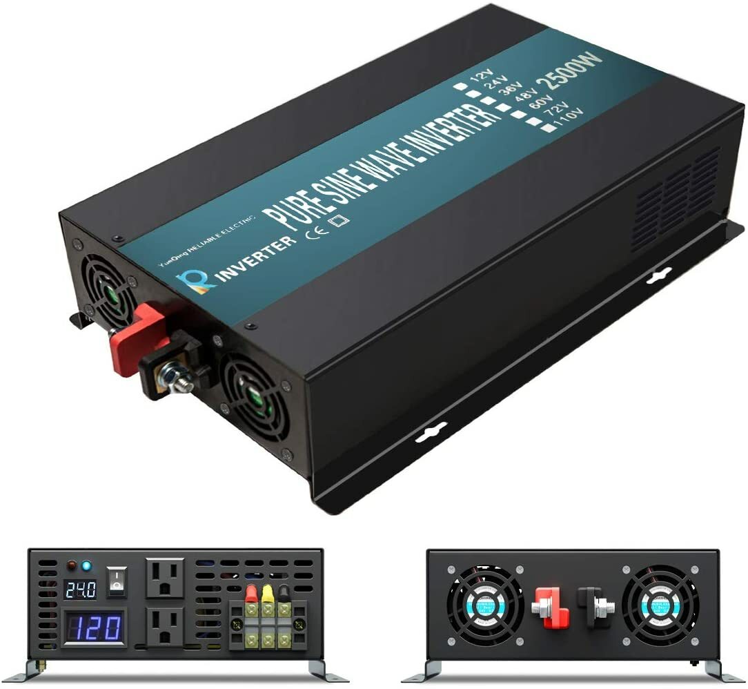 2500W 5000W Peak Pure Sine Wave Inverter 24VDC to 120VAC Truck Home Solar Power
