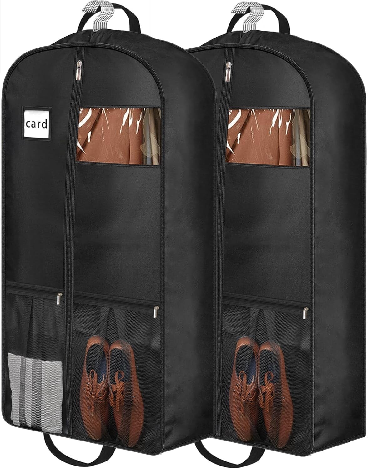 2 Pack 43x65 Inch Heavy Duty Gusseted Garment Bags Hanging Clothes Storage Bag