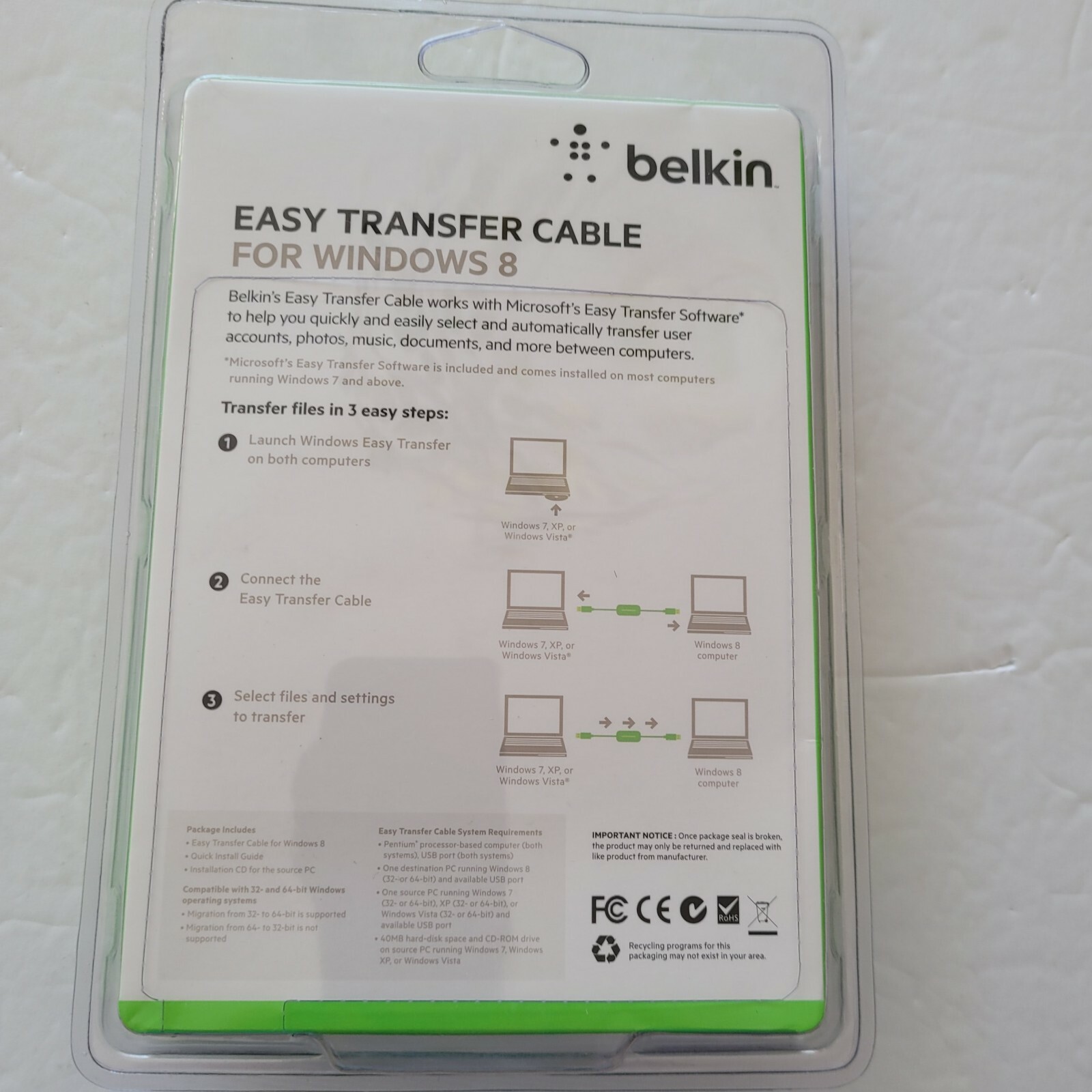 Belkin 8ft Easy Transfer Cable for Windows 8