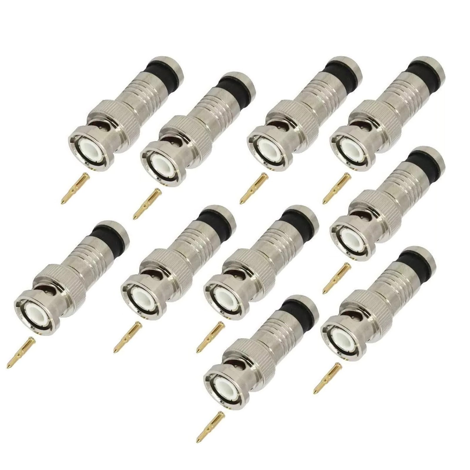 10PCS Premium Adapter BNC Compression Connector for CCTV Camera RG6 Coax Cables