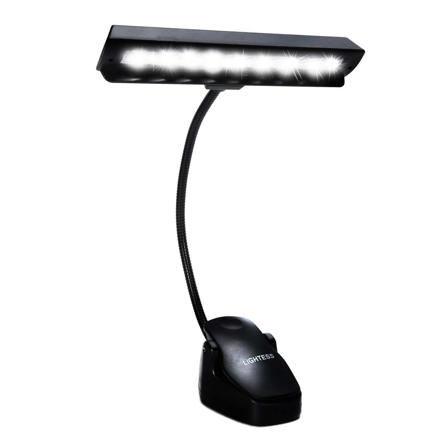 Lightess Clip On Dimmable LED Music Stand Piano Book Lamp USB Powered Black