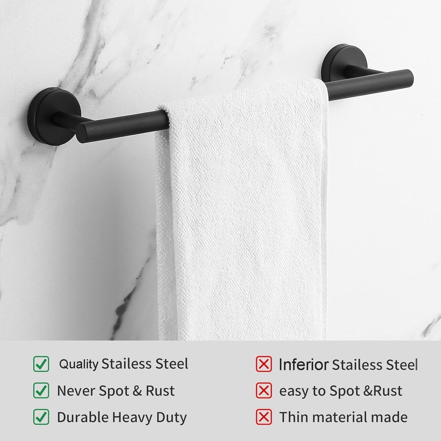 Matte Black 10-Piece Complete Bathroom Accessory Set Towel Bar & Hardware Kit