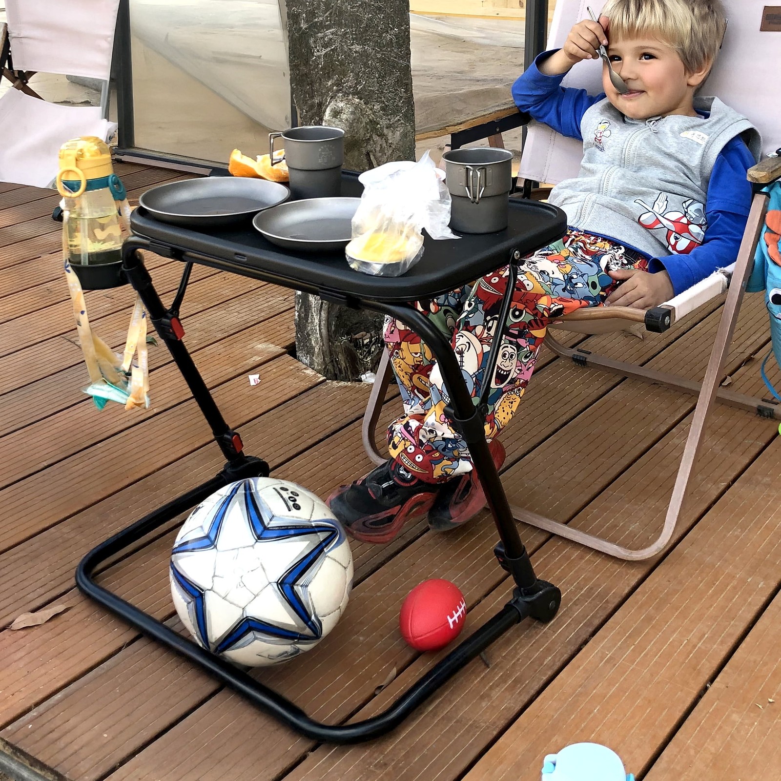 Adjustable Folding Table Portable Small Table Patio Camping/Backyard Black