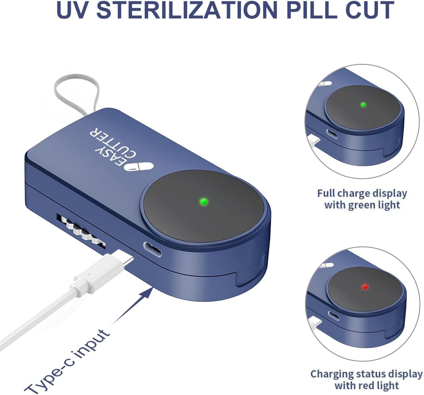 Pro U | V C-Pill Cutter - Luminescent LED Status Light 3-25mm Adjustable Blades