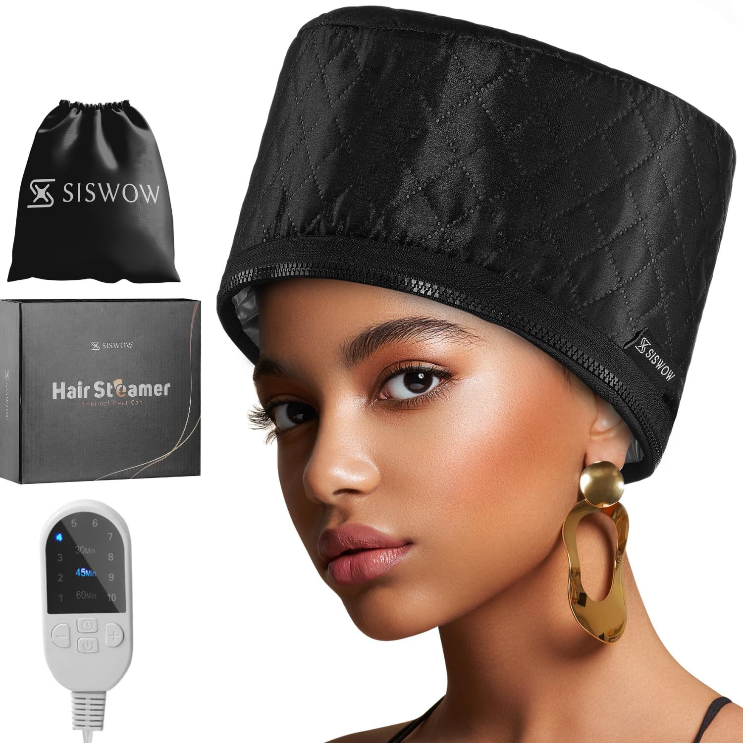 Hair Steamer For Natural Hair Home Use w/10-level Heats Up Quickly, Heat Cap For