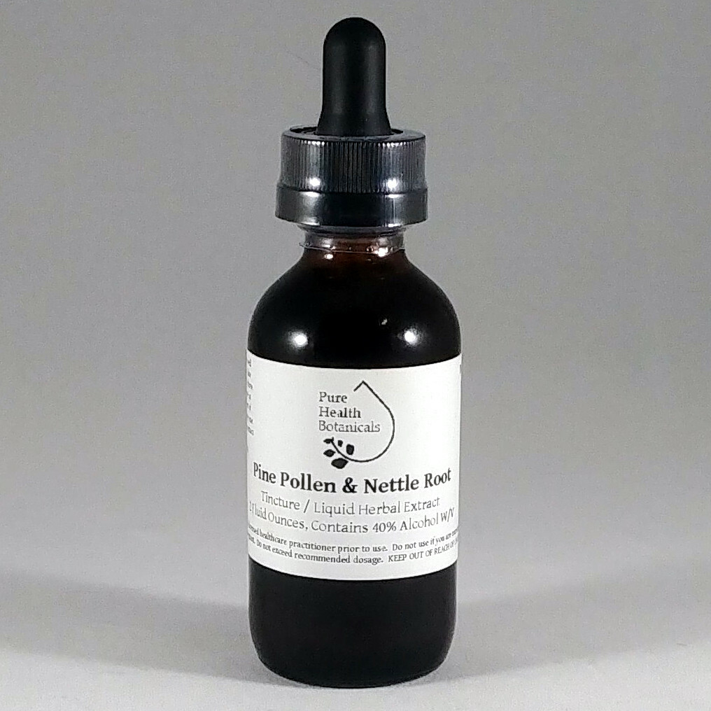 Pine Pollen & Nettle Root Combination Tincture/Extract, Multiple Sizes