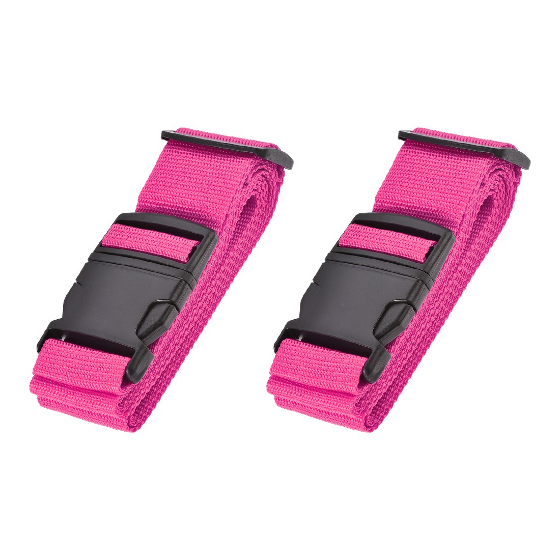 2Pcs Luggage Straps Suitcase Belts with Buckle 2Mx5cm for Travel Rose Red