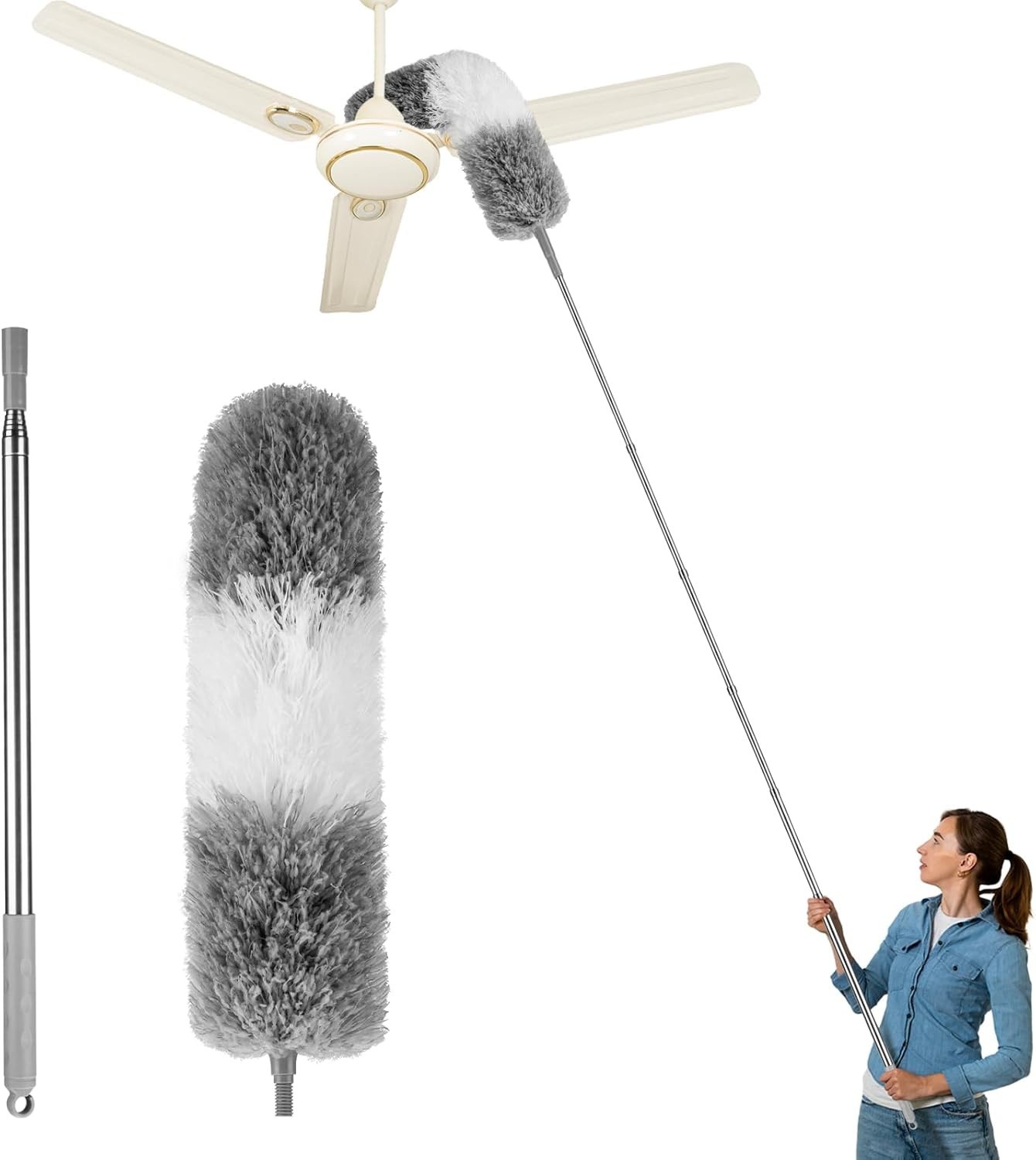 Dusters for Cleaning,Feather Duster with Extension Pole,Ceiling Fan Cleaner D...