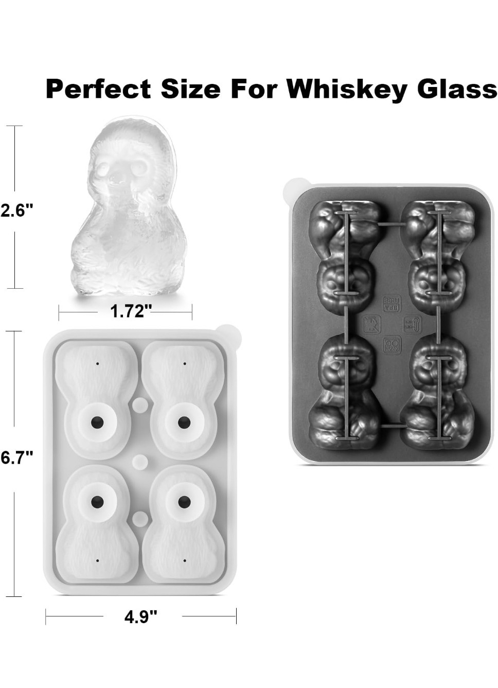 Nax Caki Ice Cube Tray – 3D Sloth Mold for Whiskey & Cocktails