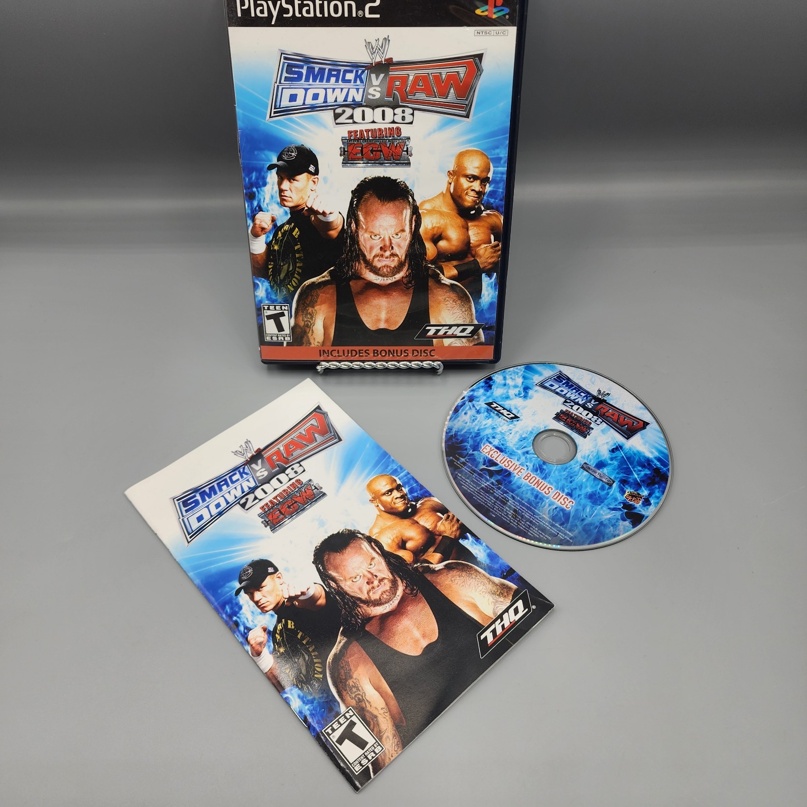 WWE Smackdown Vs. Raw 2008 (Playstation 2) Case, Manual + Bonus Disc / NO GAME