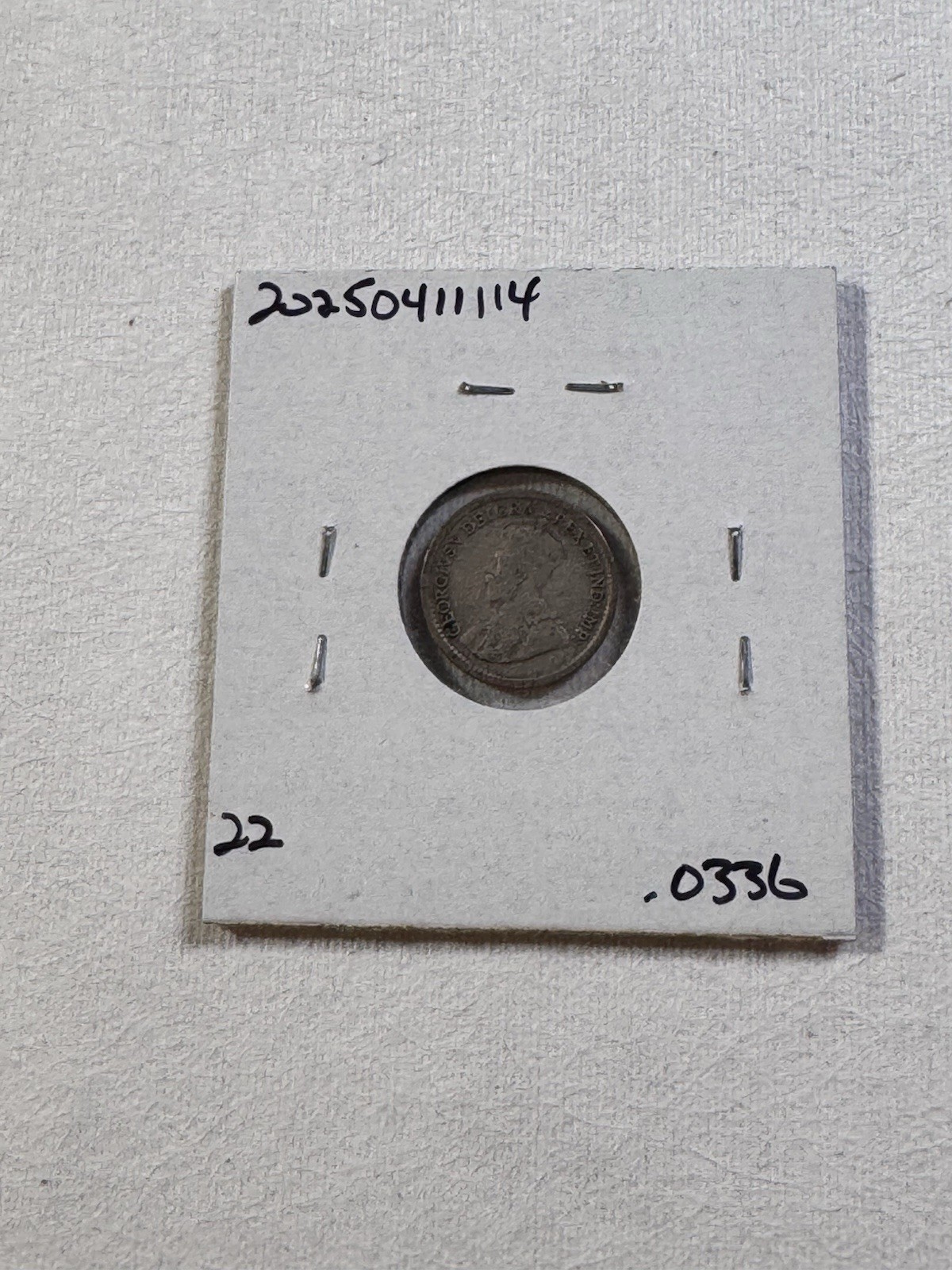1914 Canada 5 Cents Silver Coin Cleaned