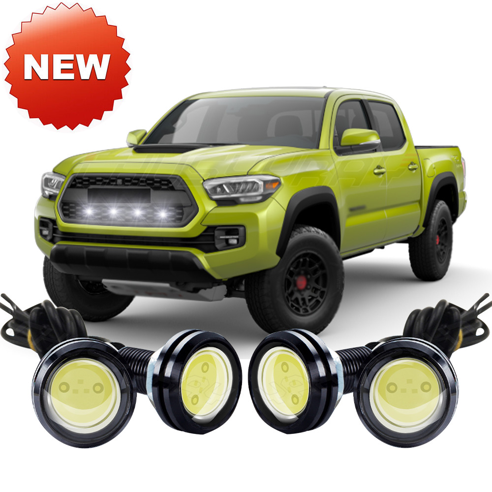 4Pcs Front Grille Bumper Grill Hood White Lights For Nissan Titan Pickup