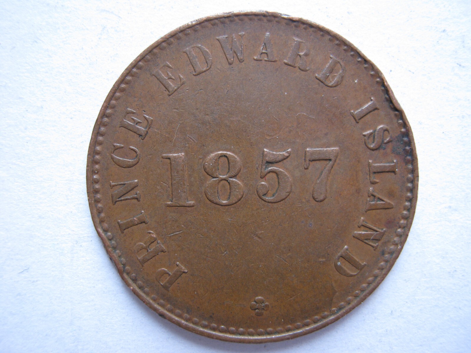 Canada Prince Edward Island 1857 halfpenny sized copper token VF EKs PE-7C4
