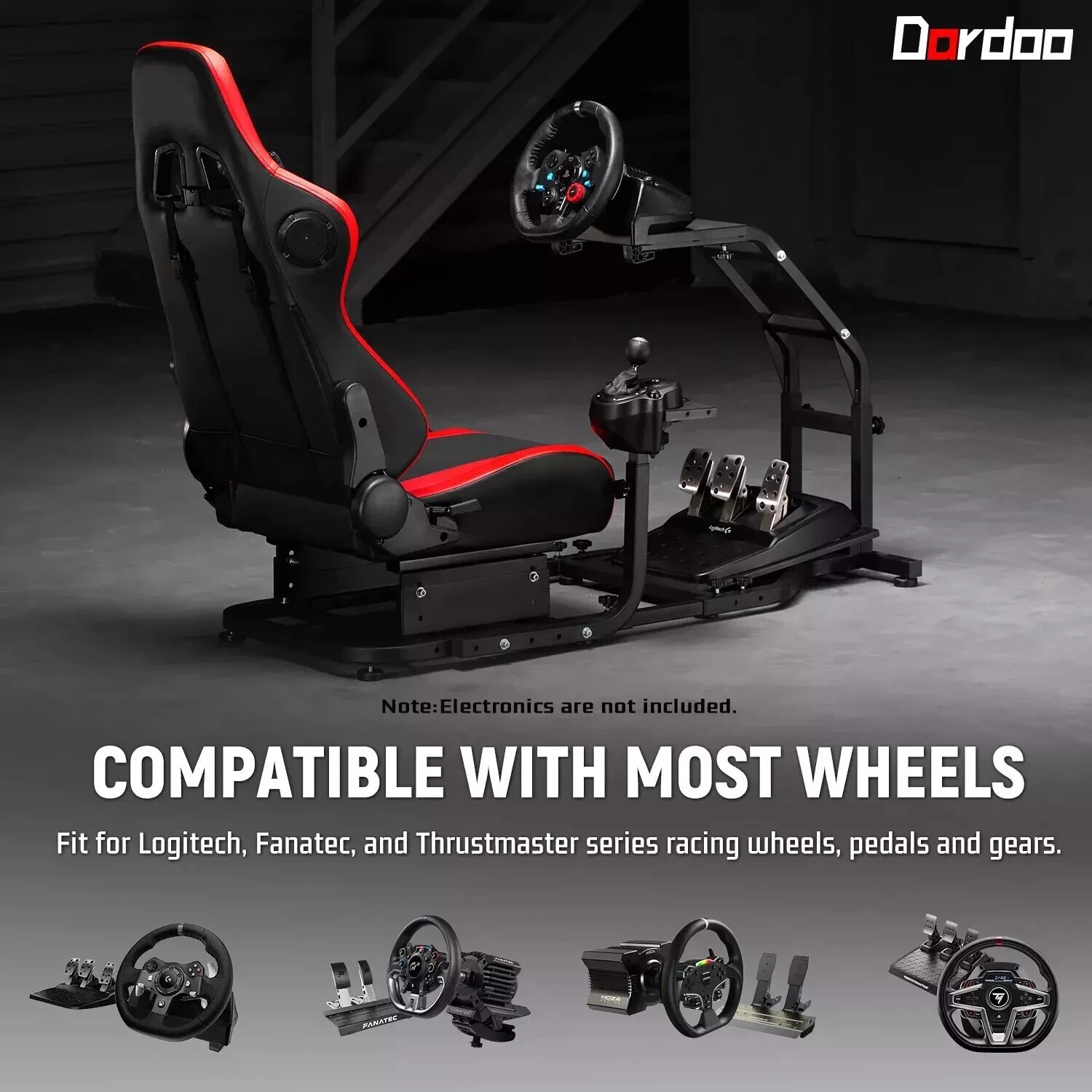 Dardoo Racing Simulator Cockpit Stand with Red Seat Fits for Logitech G29 G923