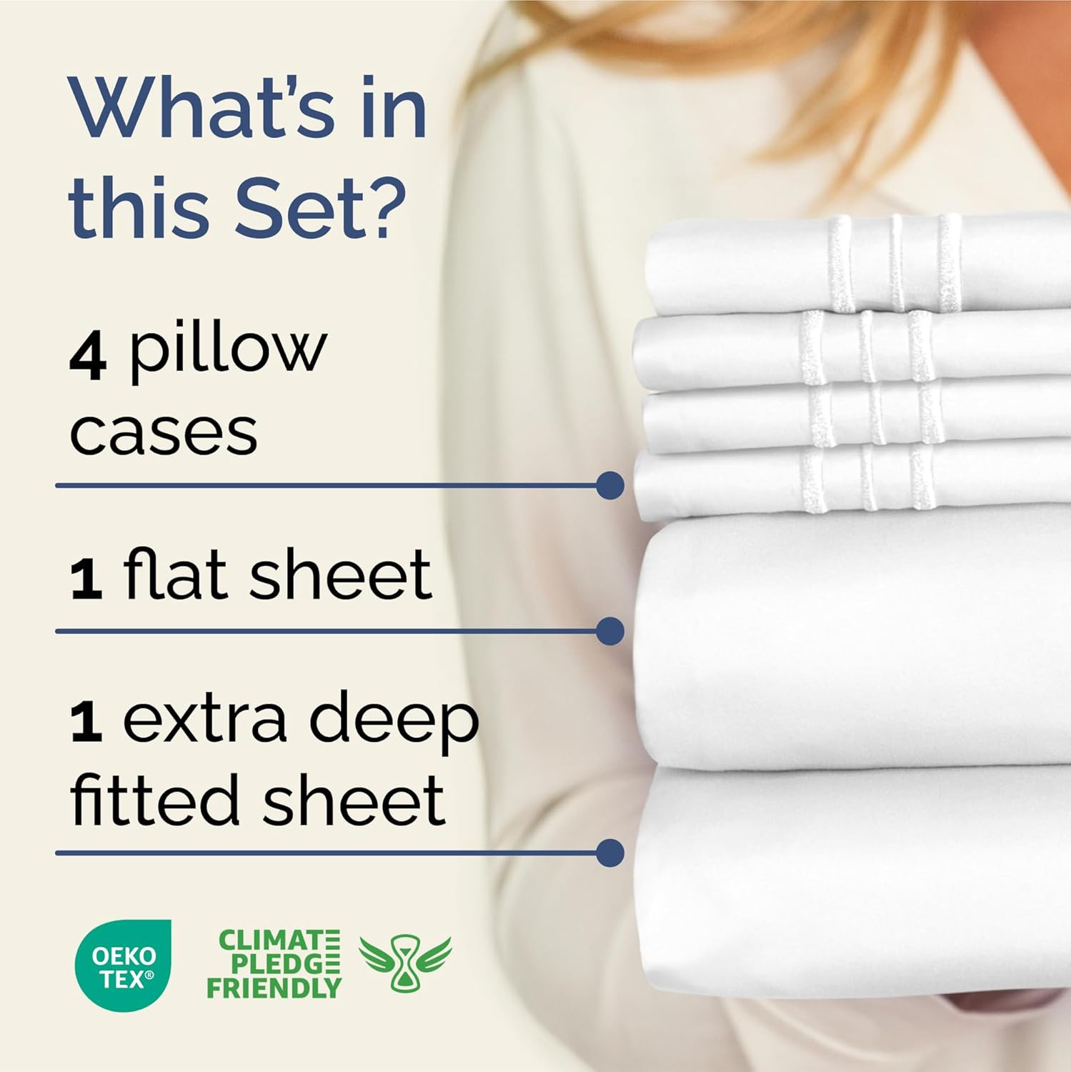 Extra Deep King Sheet Set - 6 Piece Breathable & Cooling Sheets - Hotel Luxury B