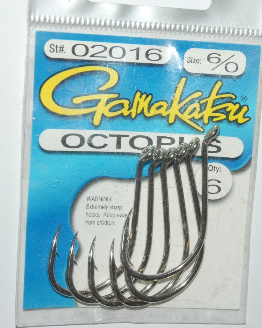 gamakatsu octopus hook nickel size 6/0 hooks 6 per pack 02016