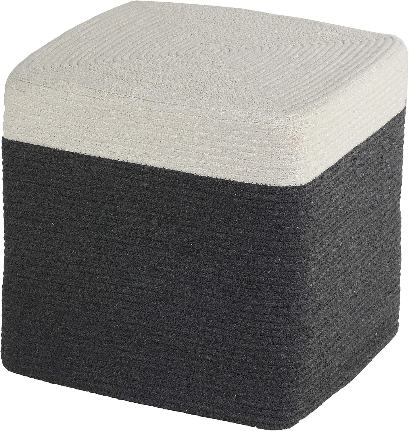Macon Square Rope Pouf Ottoman Aqua