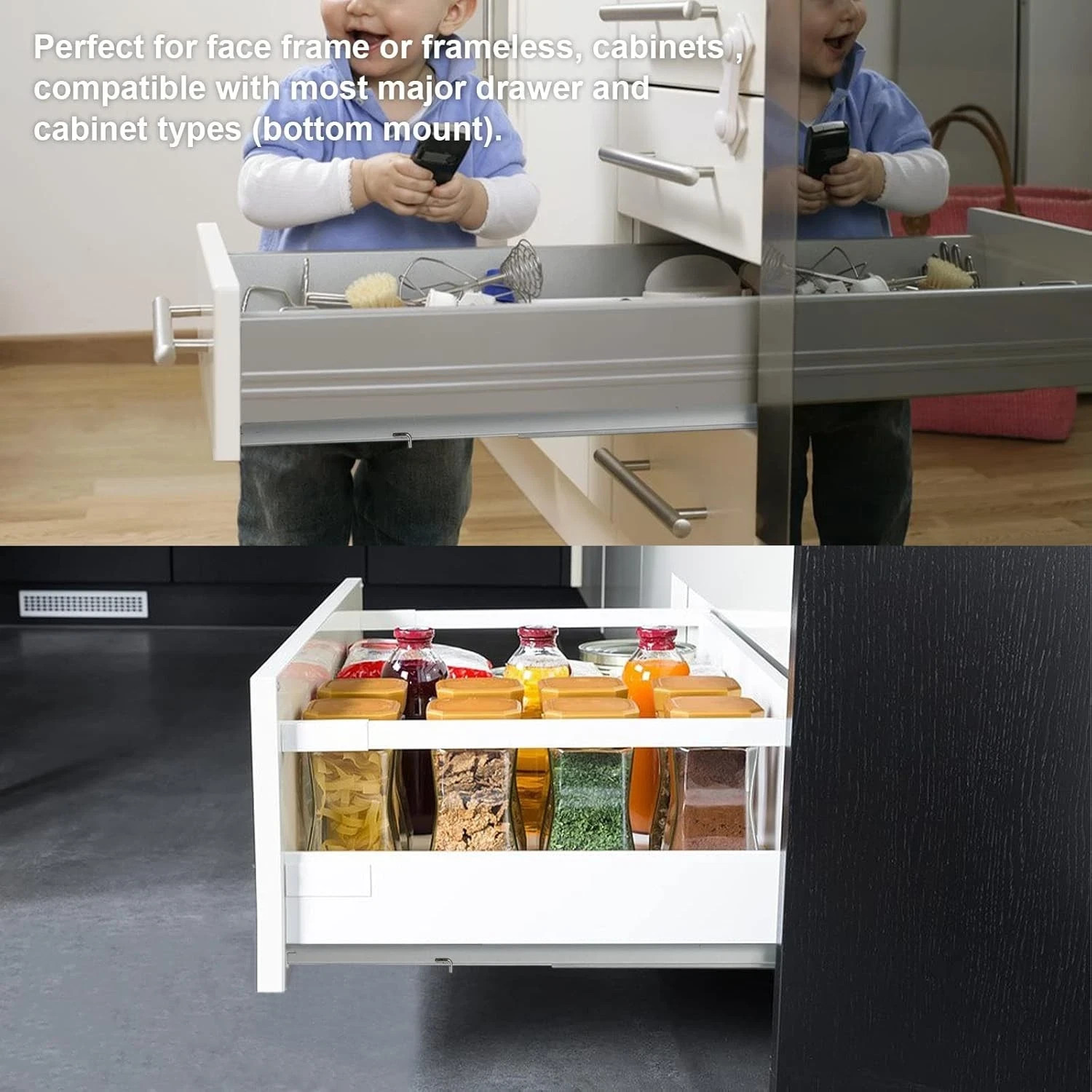 21" Undermount Soft Close Drawer Slides with 3D Locking Devices and Rear Bracket