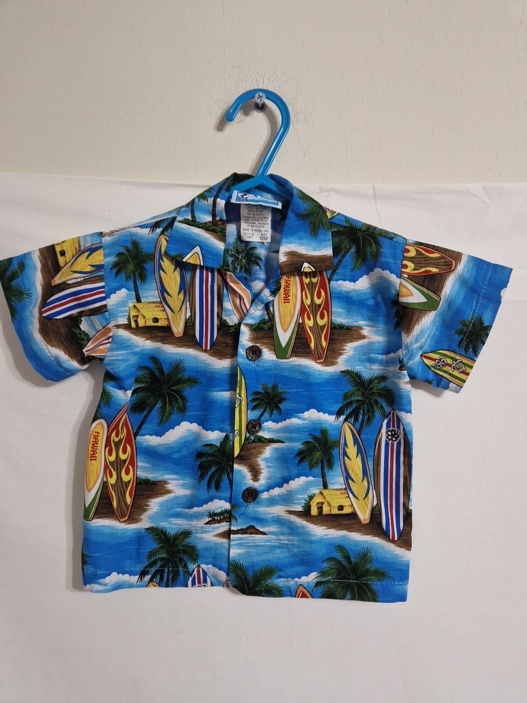 RJC Baby Boys Shirt Size 12months Made In Hawaii Style 1261 100% Cotton Surfer