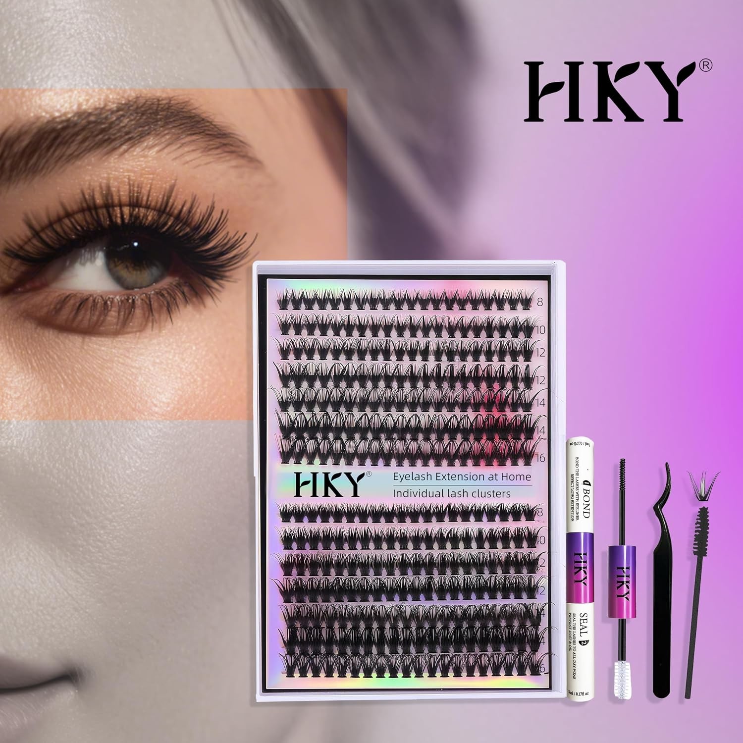 280pcs Wispy Lash Clusters 8-16mm C Curl DIY Eyelash Extension Kit