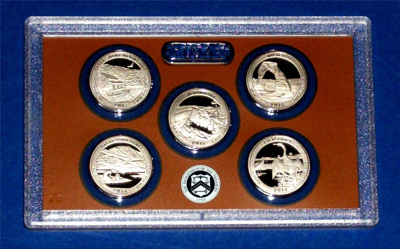 2014 S Clad Quarter Proof Set-Five Coins-No Box/COA