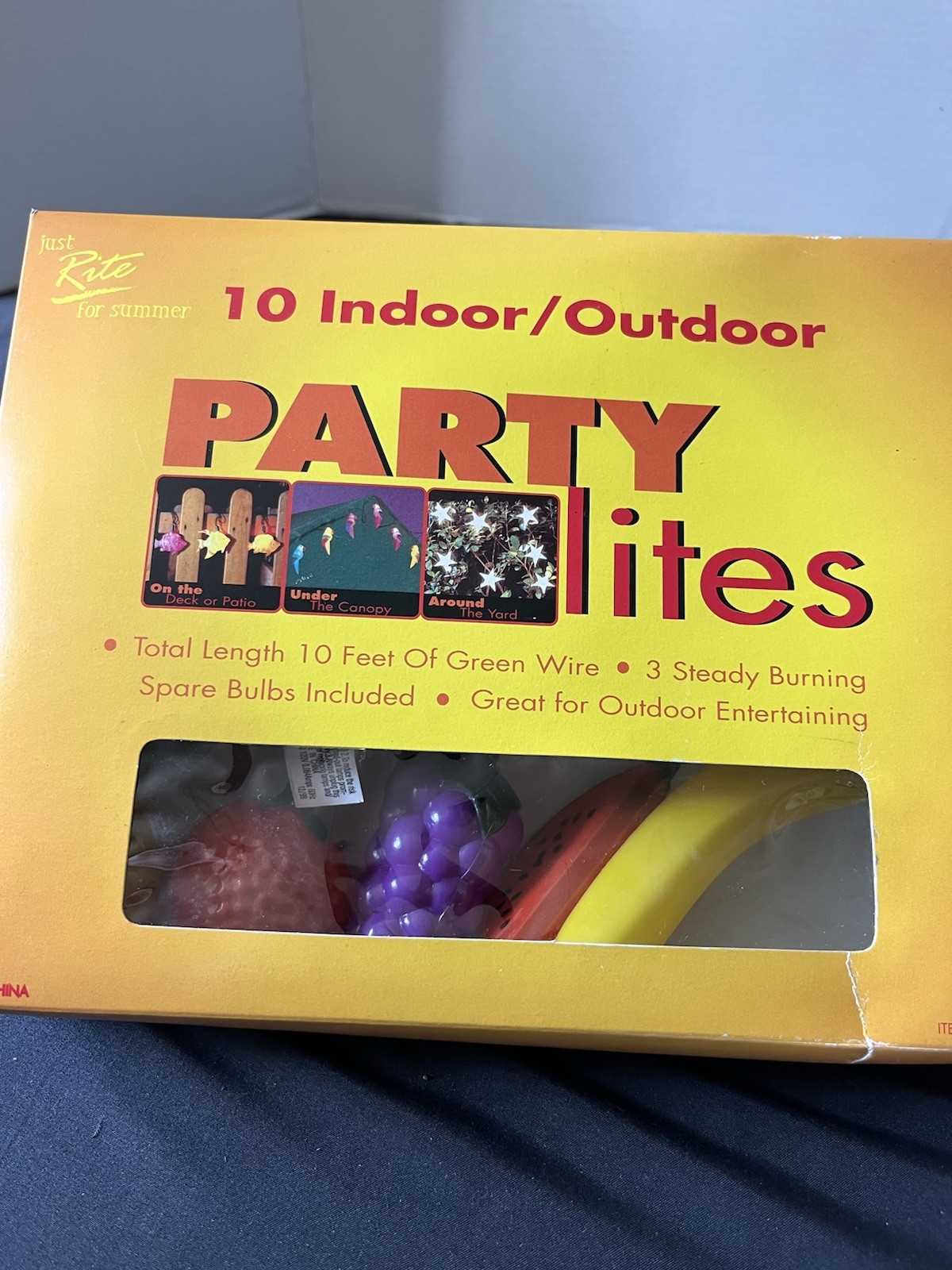 Blow Mold Fruits Patio Lights NIB Vintage 1999 15 Foot 7 Blow Molds