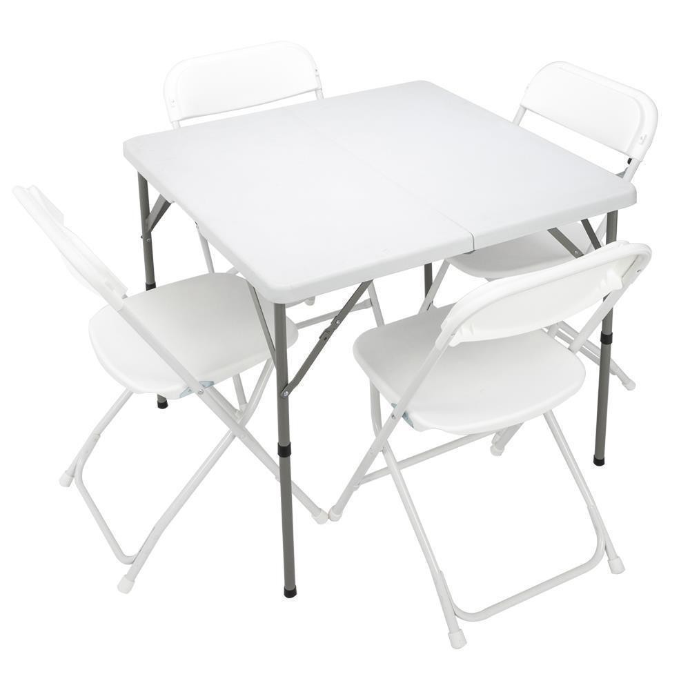 34in Fold in Half Square Table, Portable Plastic Dining Card Table Foldable Home