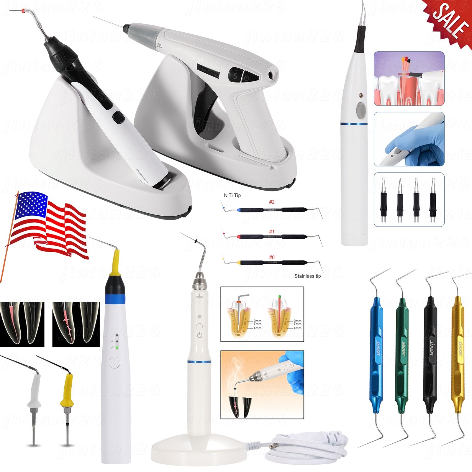 Dental Endo Obturation Heated Pen System/Gutta Percha Cutter/Hand Plugger/Tips