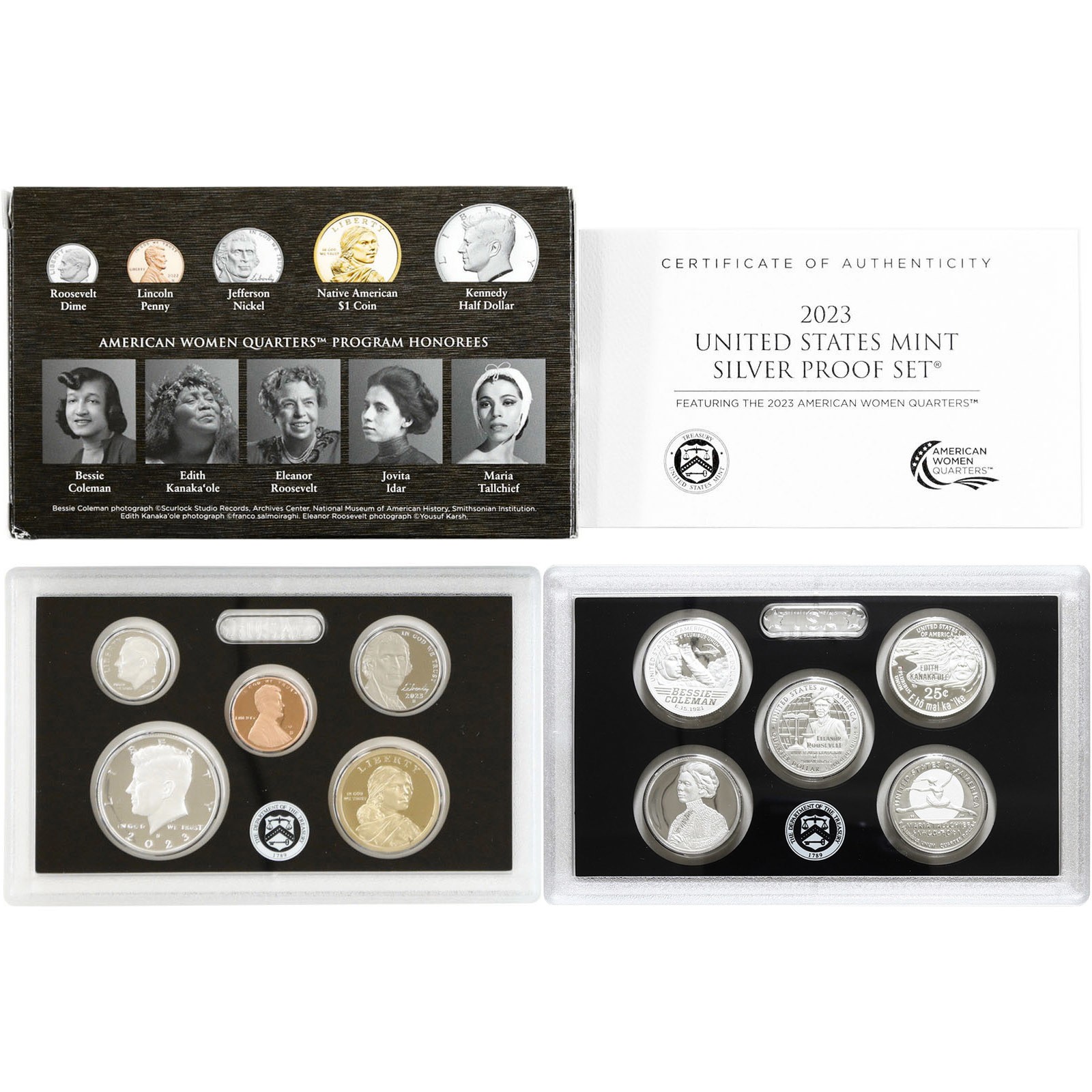 2023 S Proof Set Original Box & COA No Hat 10 Coins 99.9% Silver