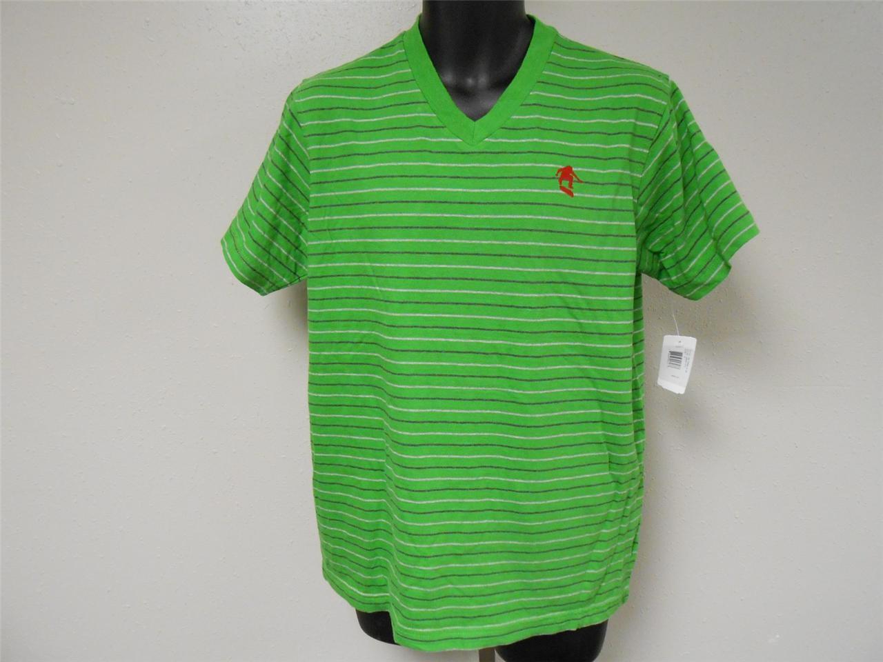 NEW-MENDED Maloof Skate Skater Striped V-Neck T-Shirt Mens Medium
