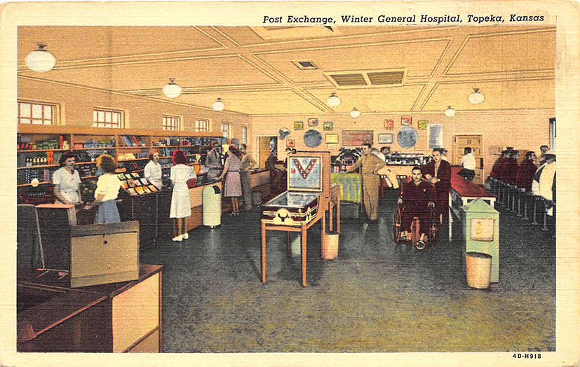 Topeka KS General Hospital Pinball Machine Curt Teich Linen Postcard