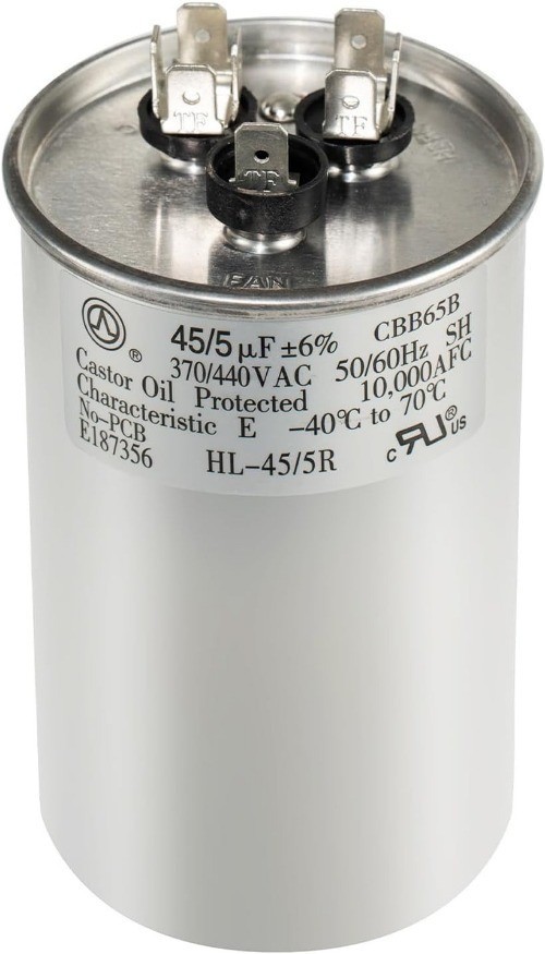 CBB65 Dual Run Circular Start Capacitor 45 5 uF MFD 370 440VAC H Model: 45+5uF