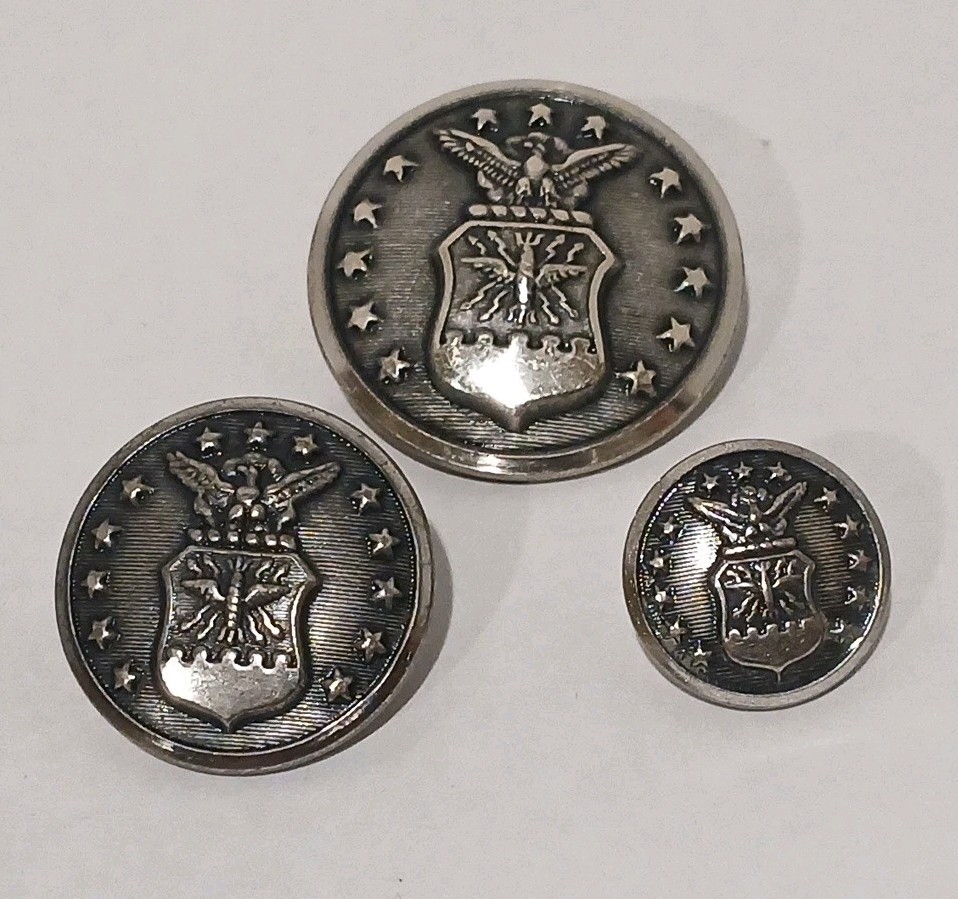 Vtg 1940s Lot Of 3 US Air Force Button 13 Star Made In Waterbury, Ct By Scoville