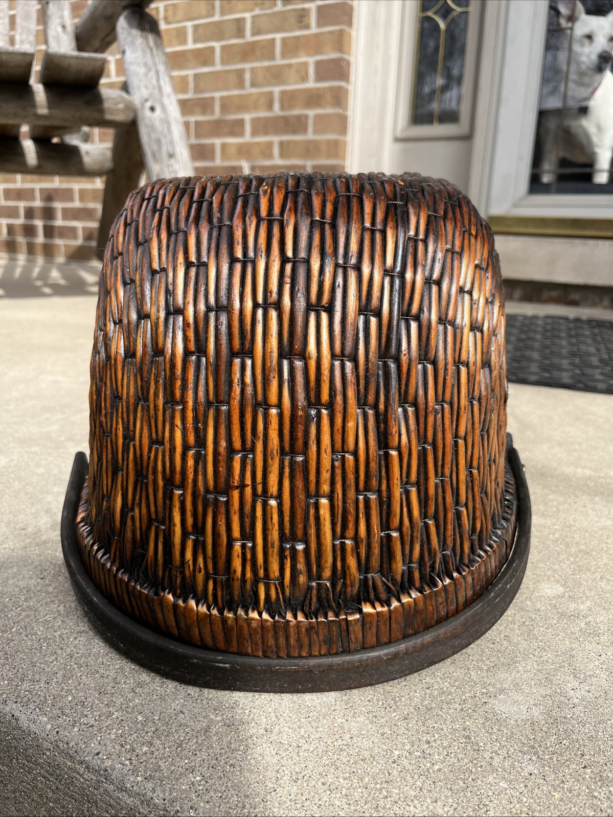 Antique Harvest Gathering Basket w/ Handle Buttocks Melon